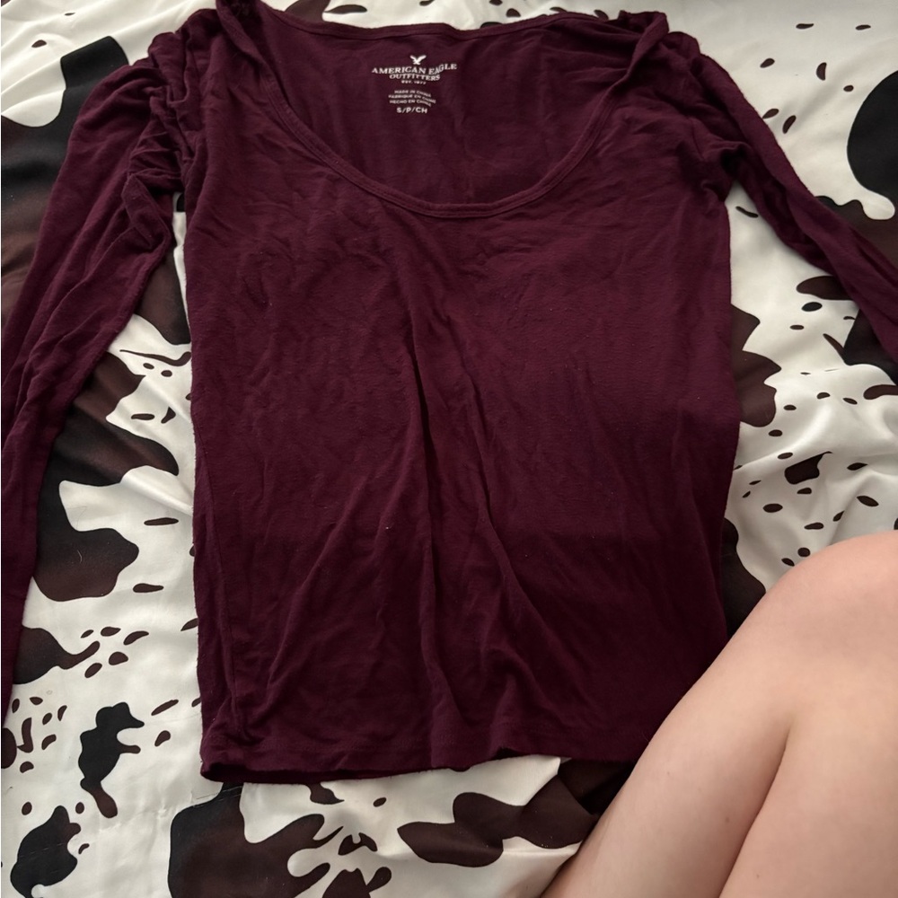 American Eagle Outfitters Women's Burgundy Top